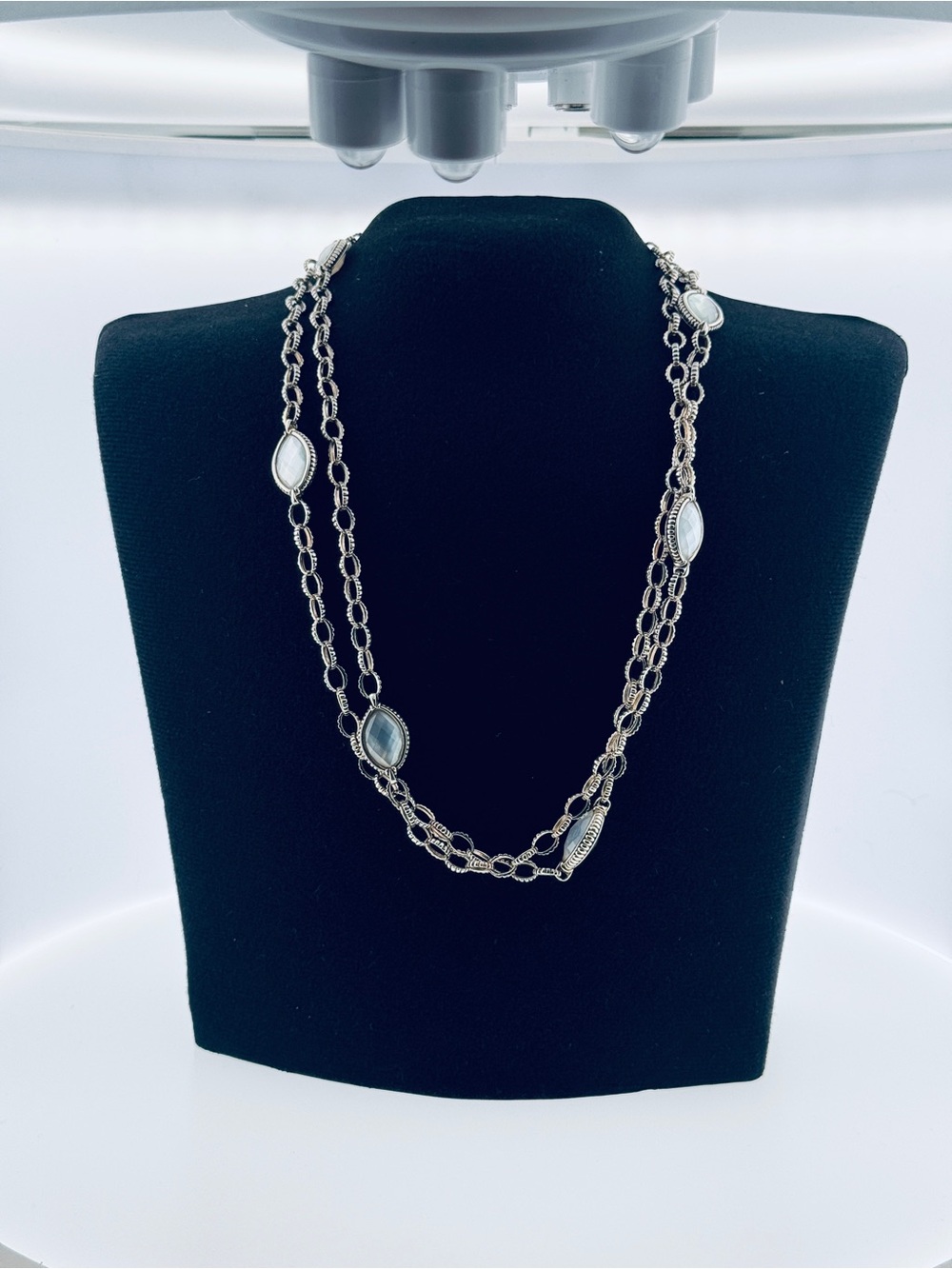 LAGOS Sterling Silver 36” Mother of Pearl Station Necklace 34.7g